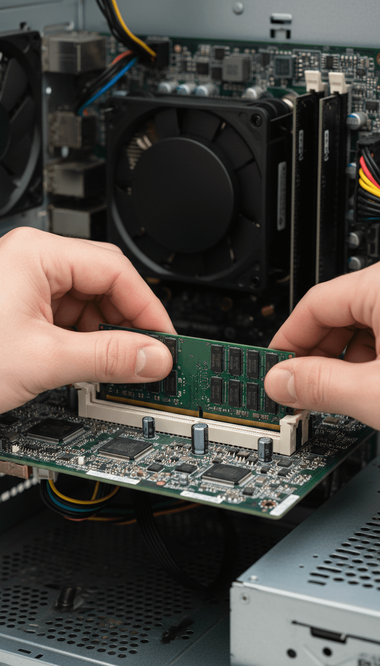 Instalación de componentes de hardware en ordenador de escritorio